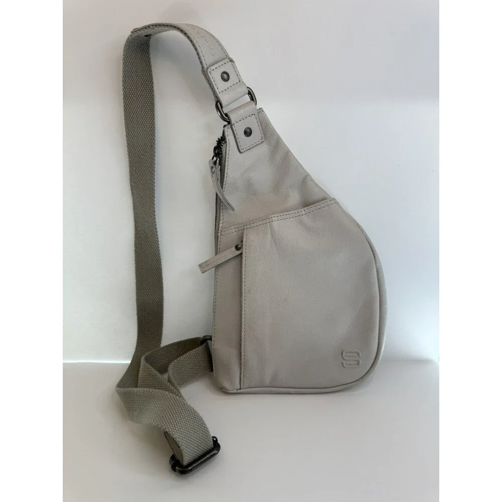Spikes & Sparrow Flat Sling Bag Back Pack Taupe Leather